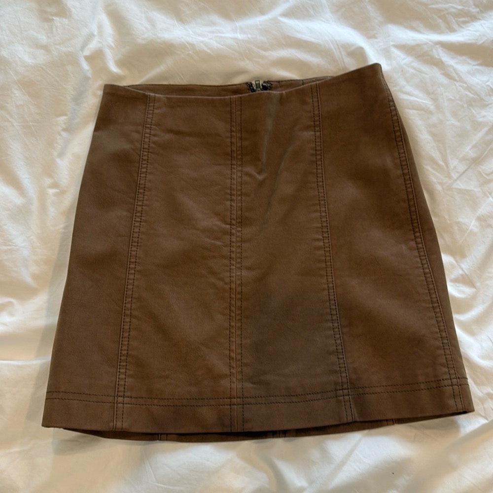 Free People Brown Leather Skirt